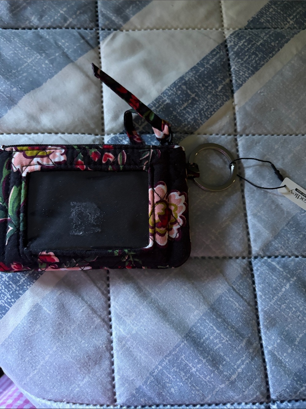 Floral Wristlet ID Holder - Black Pink Floral